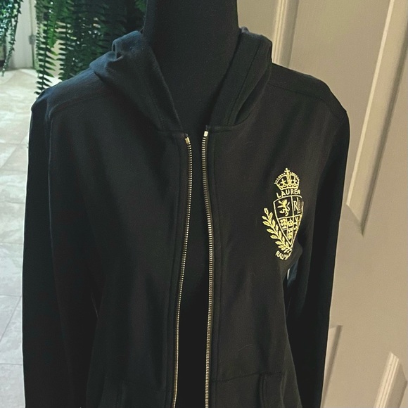 NWOT~Ralph Lauren-Women’s Full Zip Jacket-Hoodie-Size LP~Black~Cotton - Picture 2 of 7